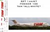 Set Decais Fokker 100 TAM - All White RBX DECAIS - cod. 5134