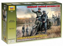 Motocicleta German R-12 Heavy Motorcycle with Rider and Offi - ZVEZDA Motocicleta German R-12 Heavy Motorcycle with Rider and Offi - ZVEZDA