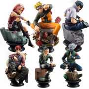 NARUTO - 6 figuras e Base - Gaara Sasuke Kakashi Sakura Shik - BANDAI