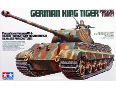 Tanque German King Tiger - PORSCHE Turret - Inclui Figura - TAMIYA